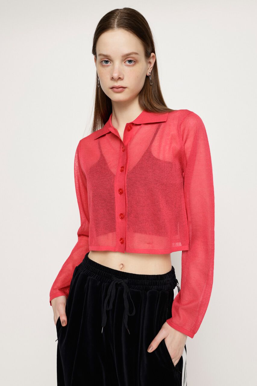 SLY「SHEER COLLAR カーディガン」|カーディガン|