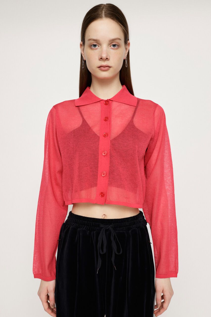 SLY「SHEER COLLAR カーディガン」|カーディガン|
