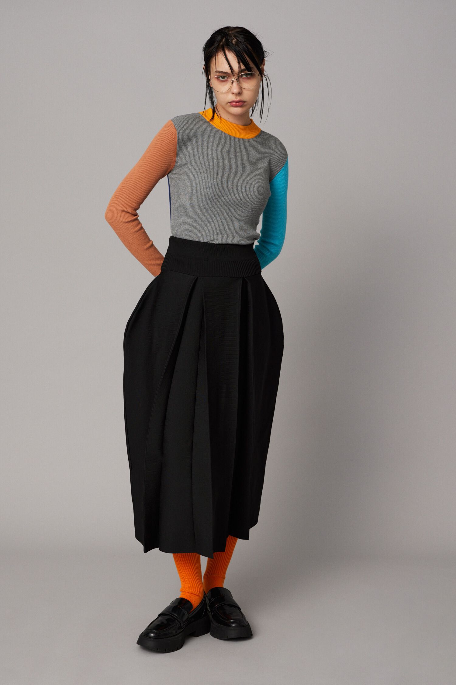 HeRIN.CYE「Knit pleats skirt」|スカート|BLK