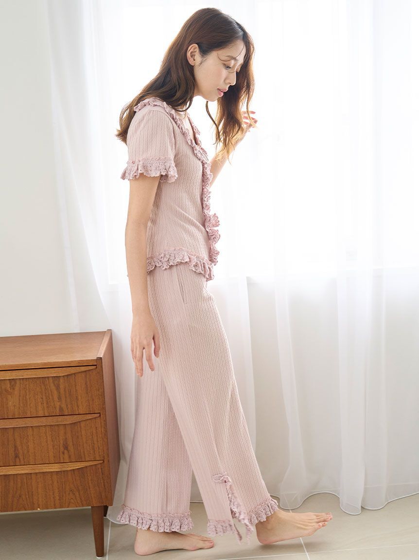 SNIDEL HOME「フリルレースカットロングパンツ」|ルームウェア|