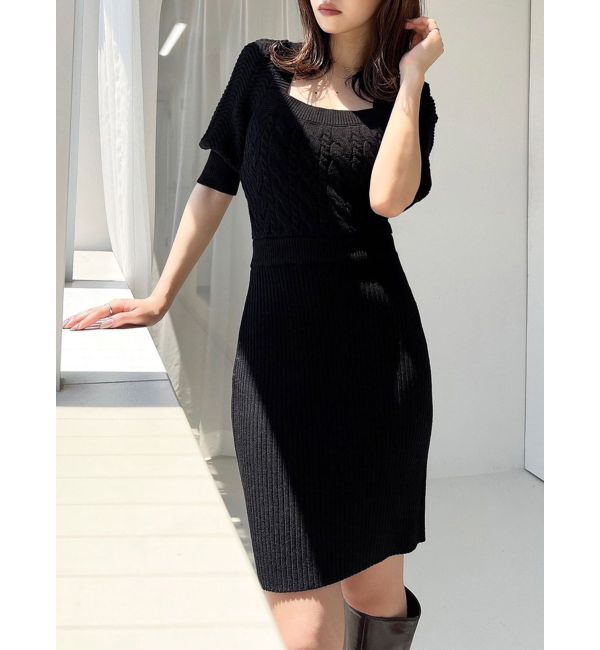 RESEXXY「ケーブル切替ミニワンピース」|ワンピース|ブラック