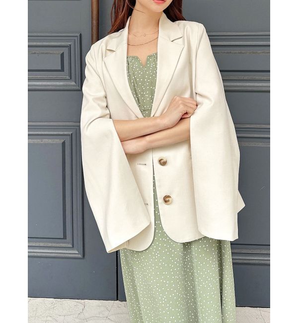 RESEXXY「スリーブ2wayミディジャケット」|テーラードジャケット|アイボリー