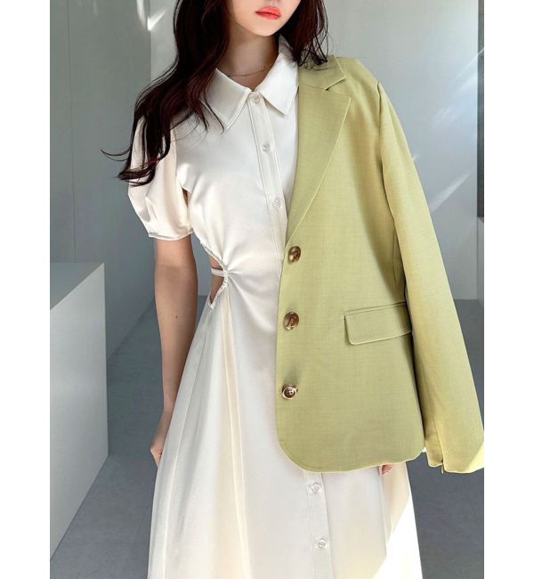 RESEXXY「スリーブ2wayミディジャケット」|テーラードジャケット|イエロー