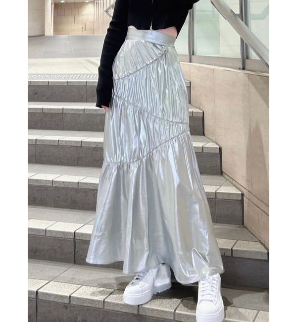 RESEXXY「メタリックギャザーマーメイドスカート」|スカート|シルバー