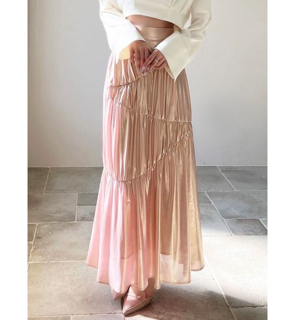 RESEXXY「メタリックギャザーマーメイドスカート」|スカート|ゴールド