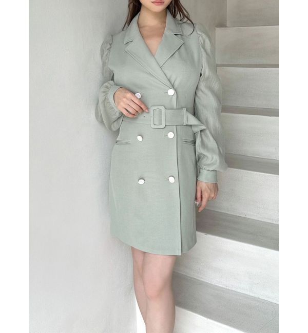 RESEXXY「スリーブシアーミニワンピース」|ワンピース|ミントグリーン