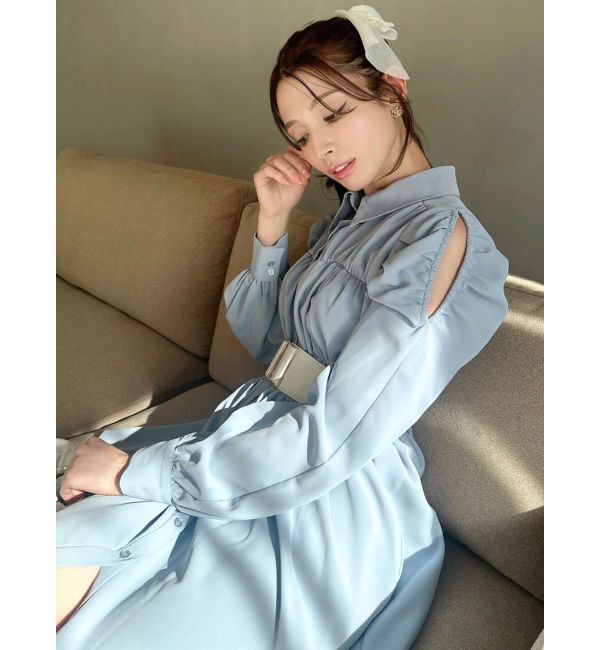 RESEXXY「シャーリングデザインミニシャツワンピース」|ワンピース|