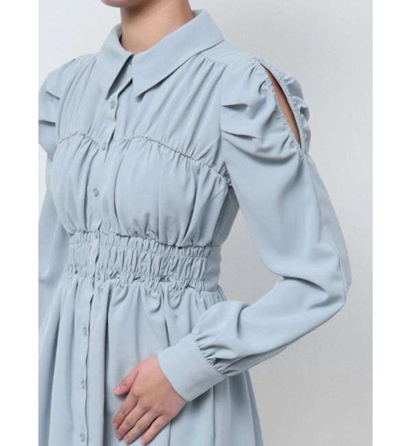RESEXXY「シャーリングデザインミニシャツワンピース」|ワンピース|