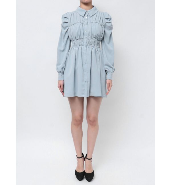 RESEXXY「シャーリングデザインミニシャツワンピース」|ワンピース|