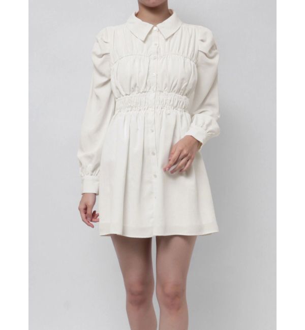 RESEXXY「シャーリングデザインミニシャツワンピース」|ワンピース|