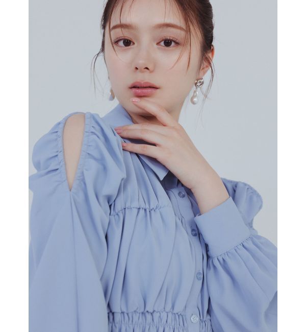 RESEXXY「シャーリングデザインミニシャツワンピース」|ワンピース|