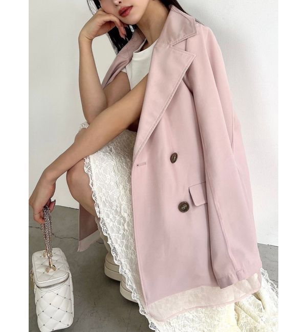 RESEXXY「シアーレイヤードジャケット」|テーラードジャケット|ピンク