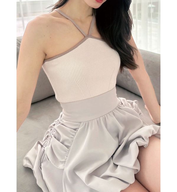 RESEXXY「アメスリクロップドニットトップス」|キャミソール|アイボリー