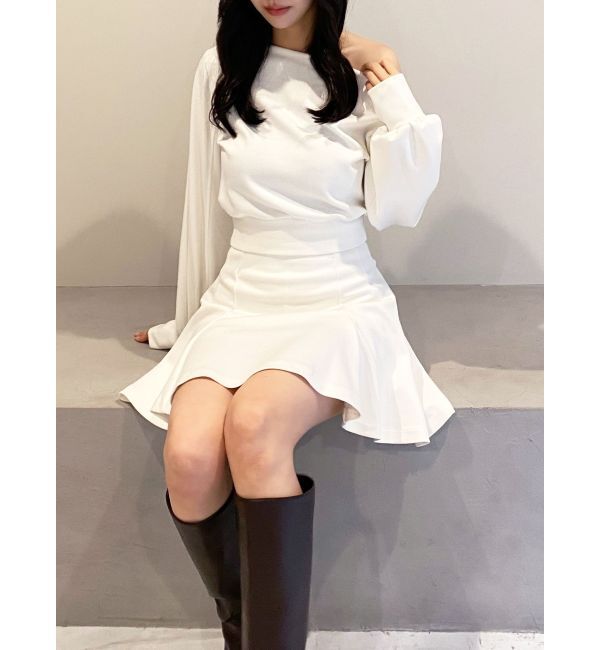 RESEXXY「スウェットフレアミニスカート【セットアップ着用可能】」|スカート|ホワイト