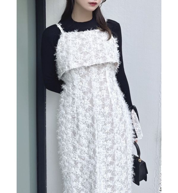 dazzlin「リボンパーティキャミワンピース」|ワンピース|ベージュ