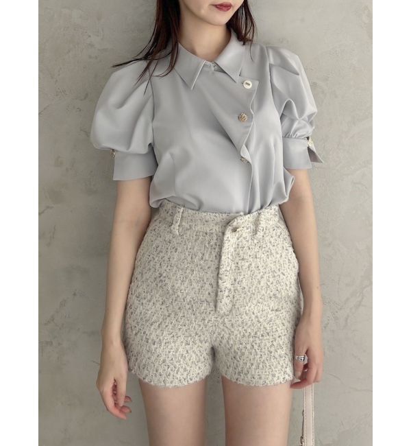 dazzlin「【再生産/新色登場】マルチボタンデザインブラウス」|シャツ・ブラウス|グレー