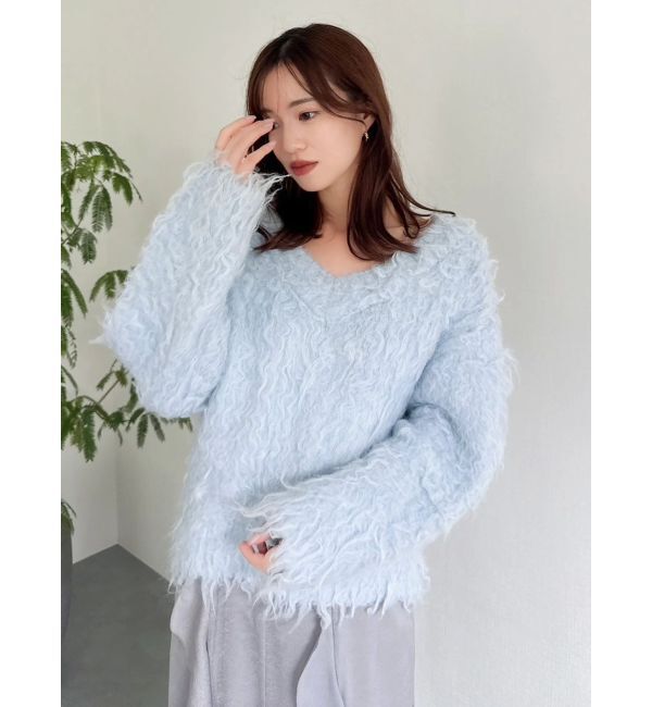 dazzlin「リップルカールVネックニット」|ニット・セーター|