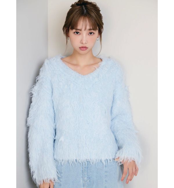 dazzlin「リップルカールVネックニット」|ニット・セーター|