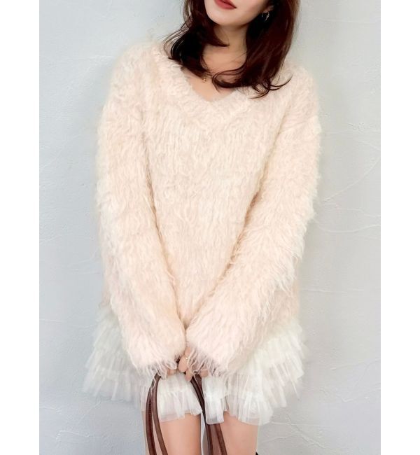 dazzlin「リップルカールVネックニット」|ニット・セーター|