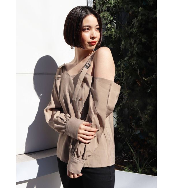 EMODA「アシンメトリーベルトストラップトップス」|Tシャツ・カットソー|