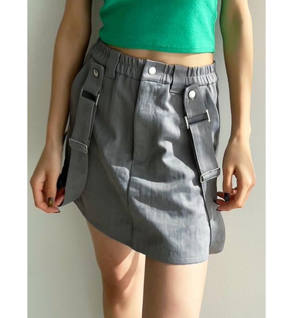 EMODA「ハングサスペンダーミニスカート」|スカート|グレー