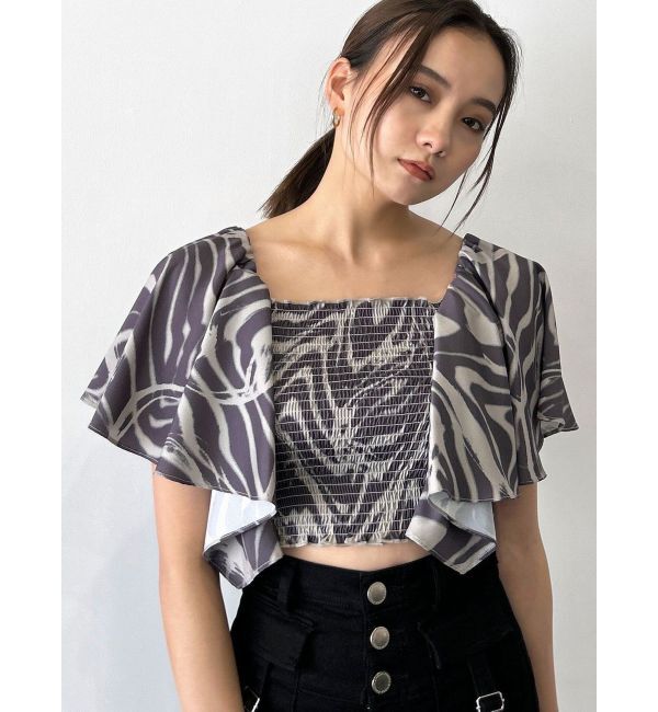 EMODA「ペタルスリーブショートトップ」|Tシャツ・カットソー|