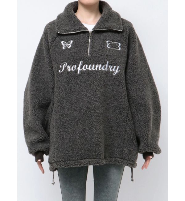 EMODA「ユニフォームボアジッププルオーバー」|Tシャツ・カットソー|グレー