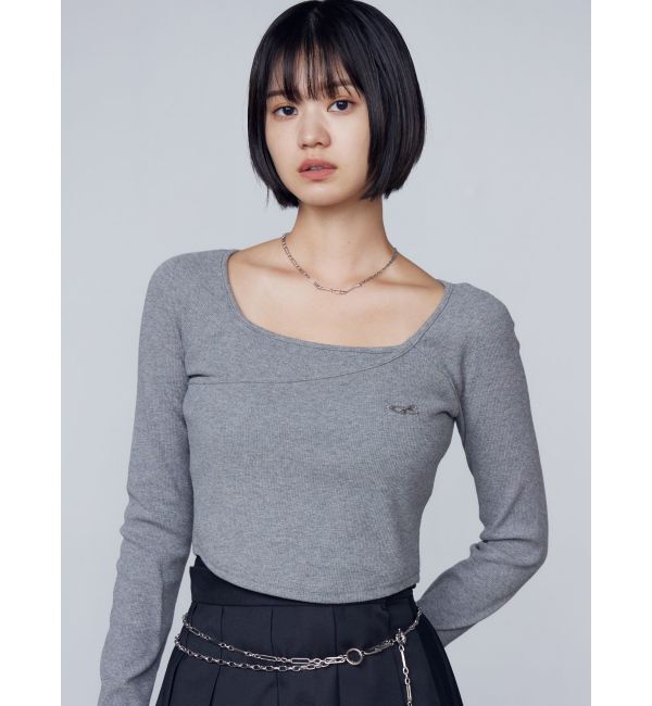 EMODA「クロスクロップドトップ」|Tシャツ・カットソー|グレー