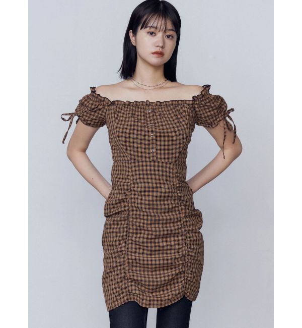 EMODA「オフショルダーミニギャザーワンピース」|ワンピース|