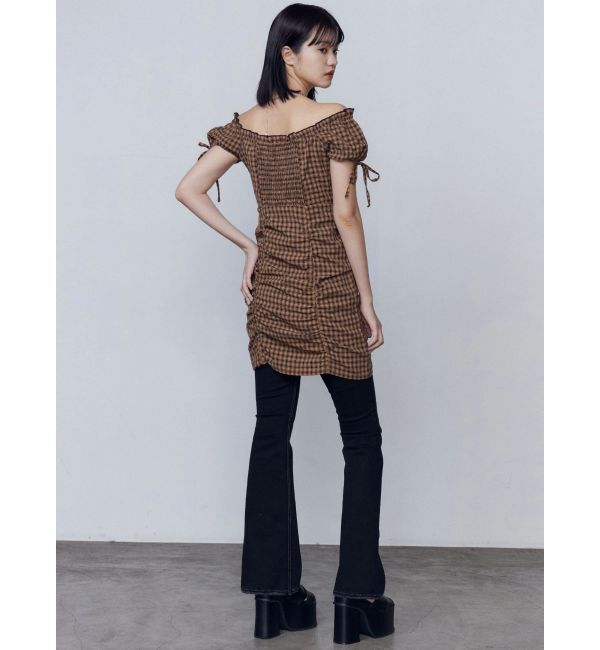 EMODA「オフショルダーミニギャザーワンピース」|ワンピース|