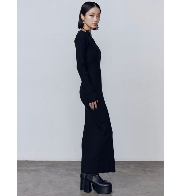 EMODA「チョーカーギャザーフィットニットワンピース」|ワンピース|