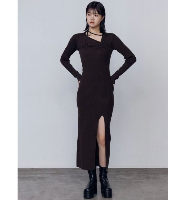 EMODA「チョーカーギャザーフィットニットワンピース」|ワンピース|
