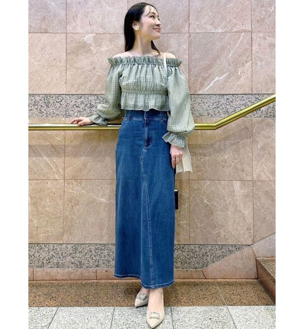 MERCURYDUO「デニムコルセットバックスリットロングスカート」|スカート|