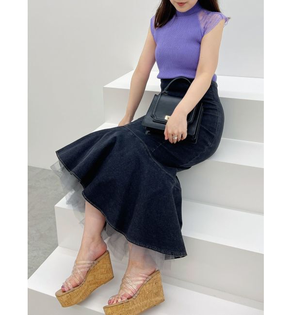 MERCURYDUO「デニムチュールマーメイドスカート」|スカート|