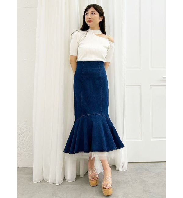 MERCURYDUO「デニムチュールマーメイドスカート」|スカート|
