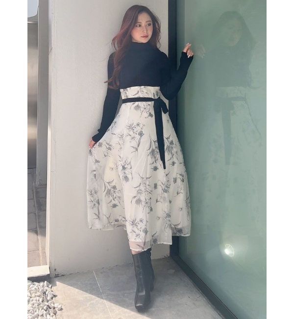 MERCURYDUO「フラワードッキングコルセットワンピース」|ワンピース|