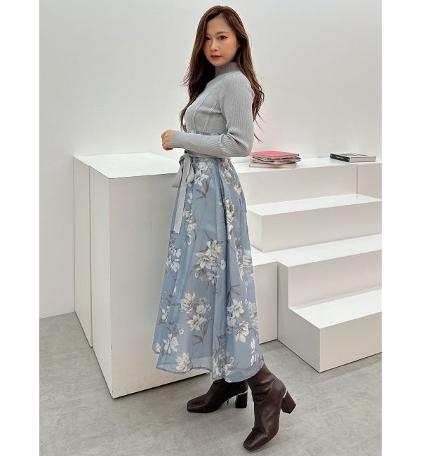 MERCURYDUO「フラワードッキングコルセットワンピース」|ワンピース|