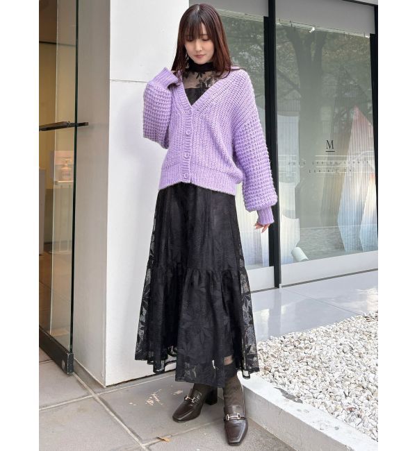 MERCURYDUO「ワッフルオーバーニットカーデ」|カーディガン|