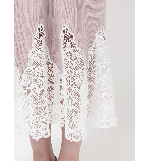 MERCURYDUO「レーストリムオフショルニットワンピース」|ワンピース|