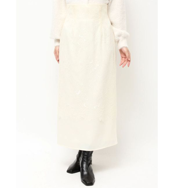 MERCURYDUO「レースレイヤードナロースカート」|スカート|イエロー