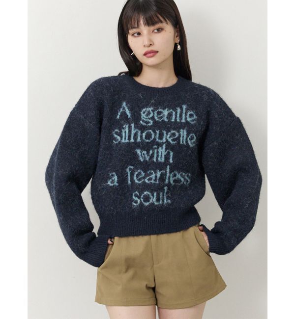 MURUA「フレーズカラーロゴニット」|ニット・セーター|ネイビー