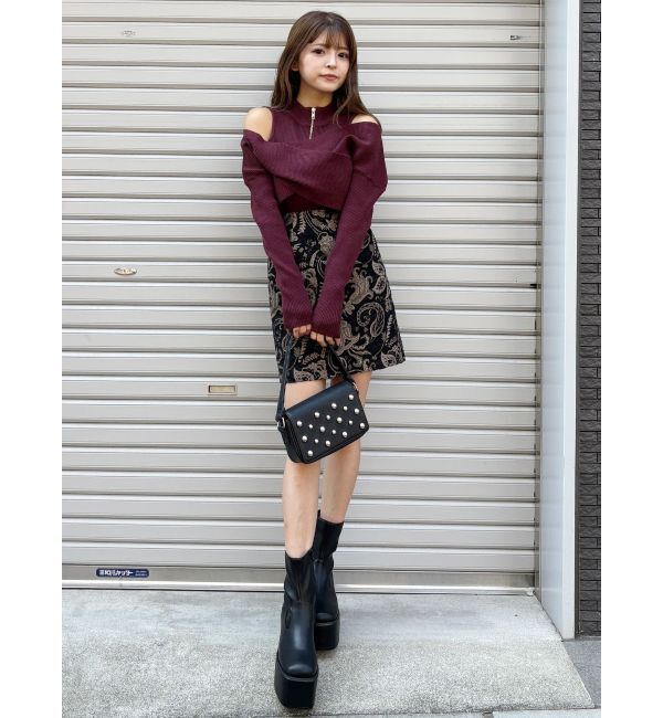 MURUA「【YUKKOコラボ】レースアップジャガードミニスカート【セットアップ着用可】」|スカート|