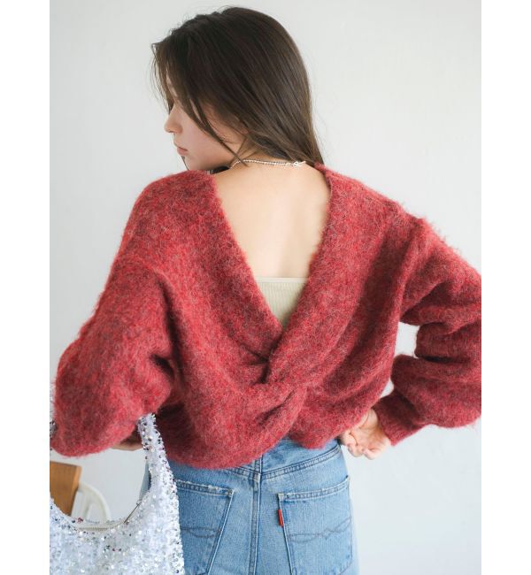 Ungrid「バックオープンデザインニット」|ニット・セーター|レッド