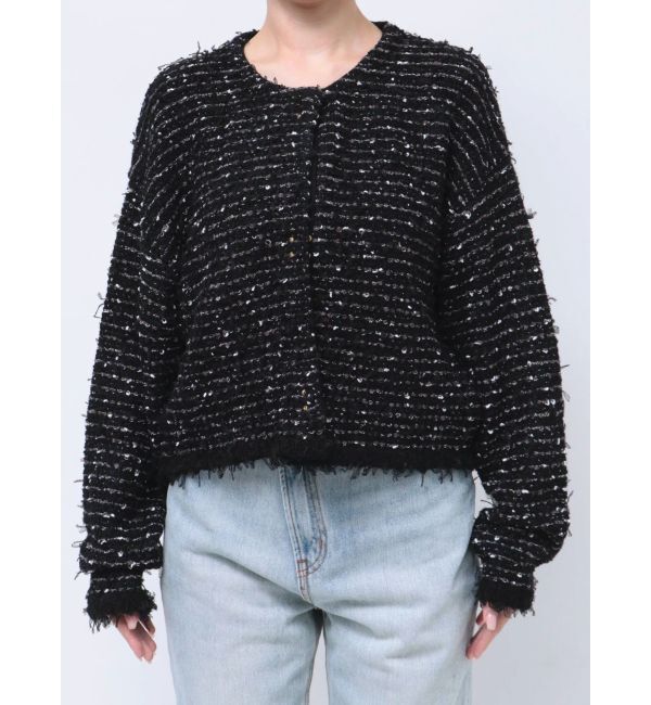 LAGUNAMOON「チュールブレンドツイードニットカーディガン」|カーディガン|