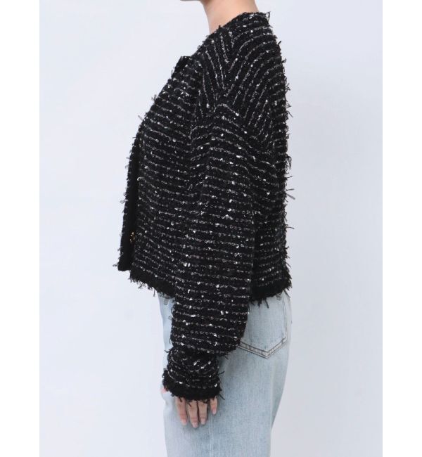 LAGUNAMOON「チュールブレンドツイードニットカーディガン」|カーディガン|