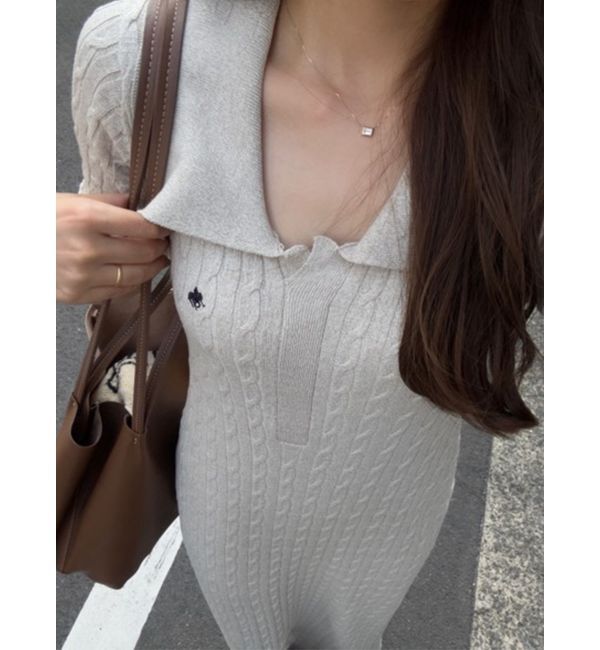 LAGUNAMOON「【POLO BCSコラボ】カラーネックメランジケーブルニットワンピース」|ワンピース|