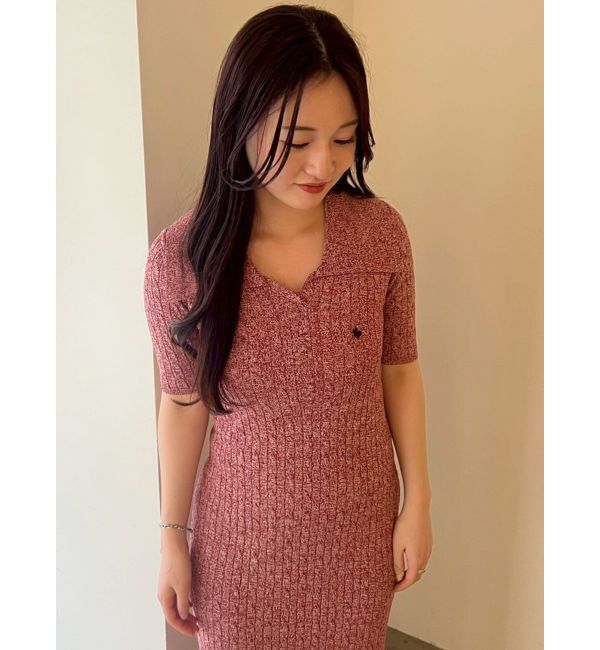 LAGUNAMOON「【POLO BCSコラボ】カラーネックメランジケーブルニットワンピース」|ワンピース|