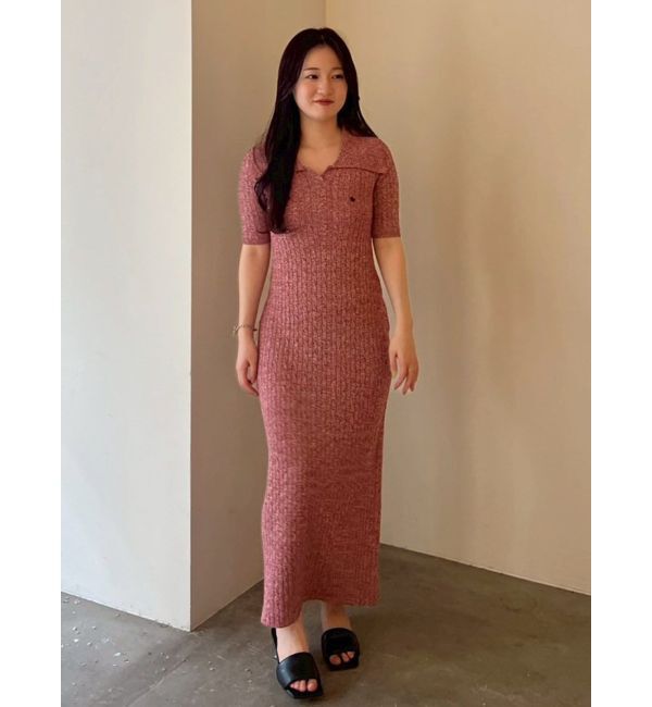 LAGUNAMOON「【POLO BCSコラボ】カラーネックメランジケーブルニットワンピース」|ワンピース|