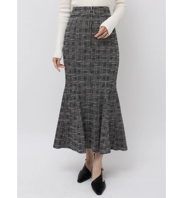 LAGUNAMOON「カットツイードフロントZIPスカート」|スカート|