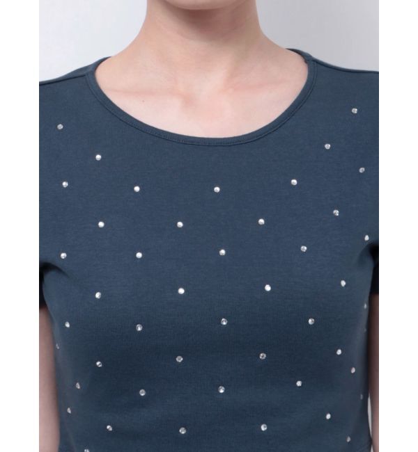 EVRIS「ラインストーンコンパクトＴシャツ」|Tシャツ・カットソー|